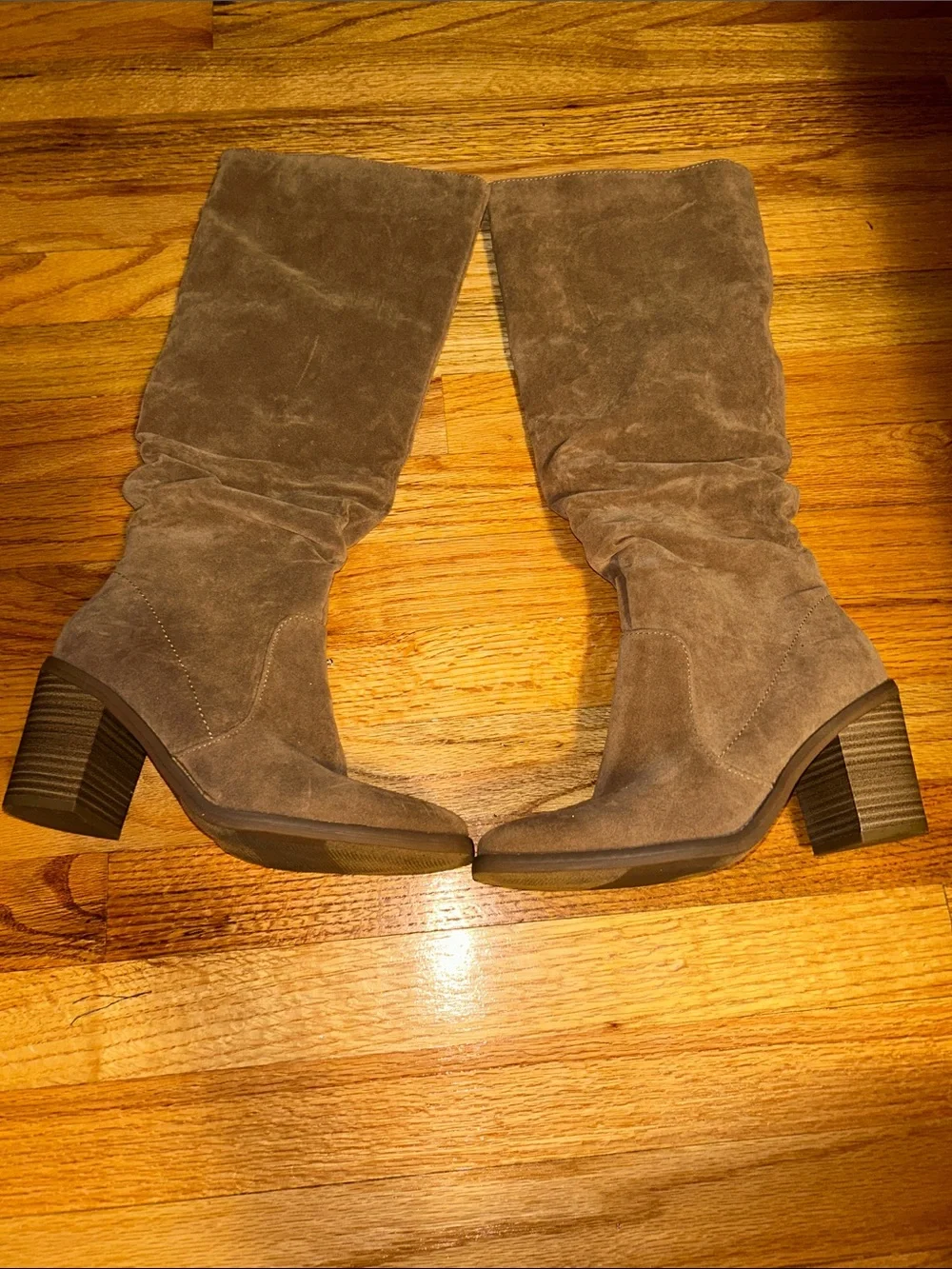 Women's Suede Slouch Knee-High Boots - Taupe
